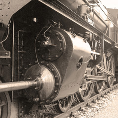 Detail of an old-fashioned steam locomotive