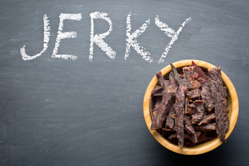 beef jerky in bowl