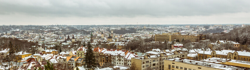 Panorama aerial view of Lviv city, Ukraine