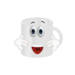 Funny coffee tea cup cartoon illustration comic