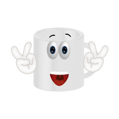 Funny coffee tea cup cartoon illustration comic