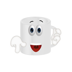 Funny coffee tea cup cartoon illustration comic