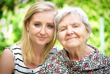 Grandmother and granddaughter. Happy family.