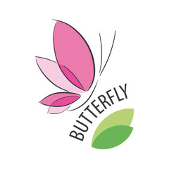 vector logo pink butterfly and petals