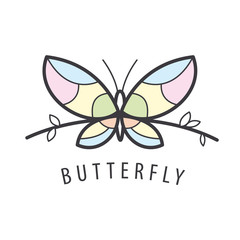 vector logo butterfly perched on a branch