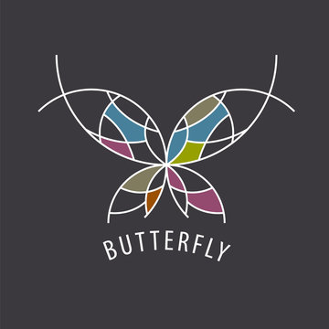 vector logo schematic butterfly with color inserts