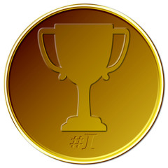 Gold medal with trophy and #1 embedded