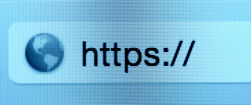 Macro shot of computer screen and http:// address bar