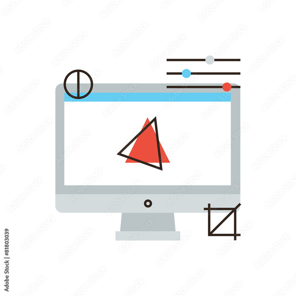 Aufkleber Computer graphics flat line icon concept