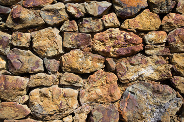 Old stone wall constructed from old copper mine stone