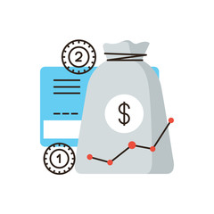 Income growth flat line icon concept