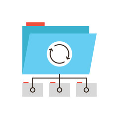 Data synchronization flat line icon concept