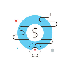 Pay per click flat line icon concept
