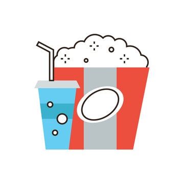 Snack for cinema flat line icon concept