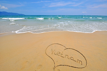 Vietnam sign in the beach