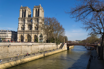 Fototapeta na wymiar Le long de Notre-Dame