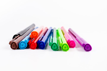 Group of colorful pen isolated on white background