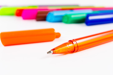 Group of colorful pen isolated on white background