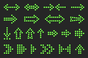 Set of arrows of green light.