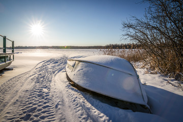 Boat in winter