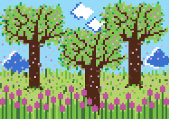 pixelated vector spring background