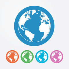 Vector colorful globe earth icons