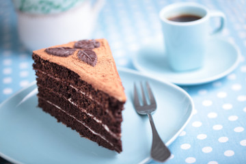 Chocolate cake and coffee