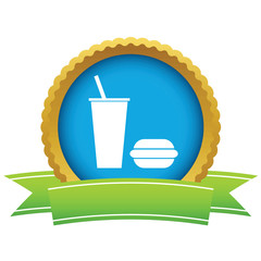 Gold burger with a drink logo