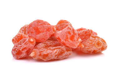 Dried apricots on white background