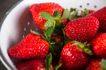 Fresh ripe sweet strawberries, just clean still wet