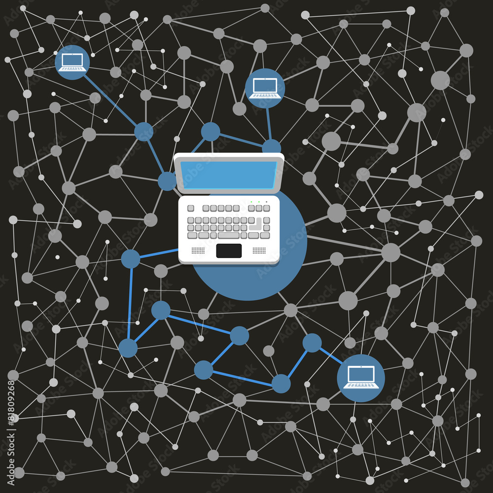 Aufkleber Abstract scheme of modern computer network