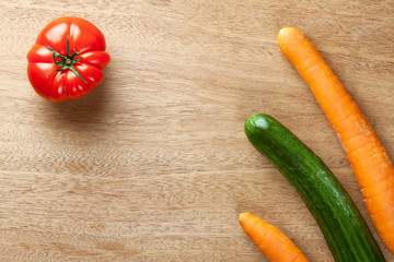 vegetables on wooden background