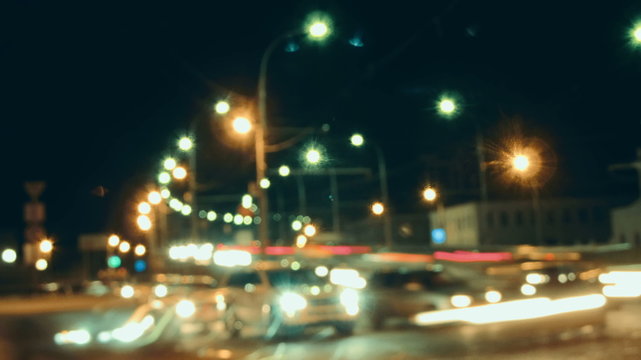Busy street lanes of highway in night time 4K