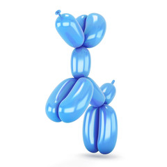 Dog of the balloon jump on a white