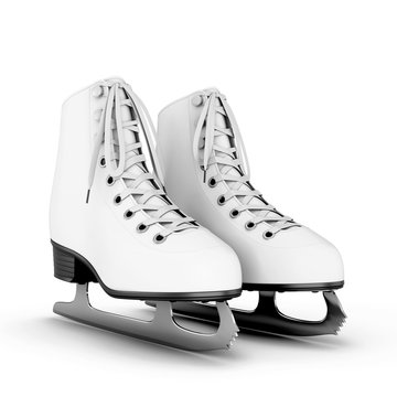 Figure skates on a white