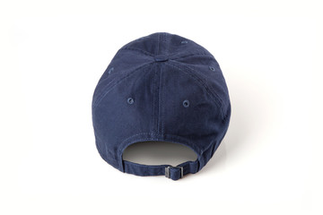 Dark blue cap on the head ready for branding.