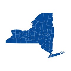 New York state - county map - obrazy, fototapety, plakaty