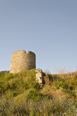 Ruins of the ancient ancient tower at seaside Nessebar, Bulgaria