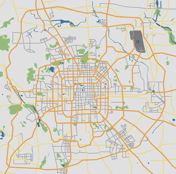 Highly Detailed Beijing City Road Network Map