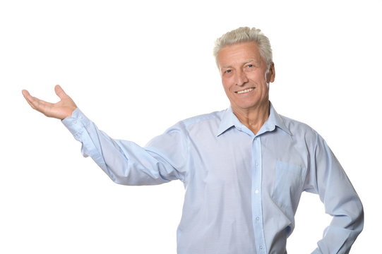 Elderly Man On White Background