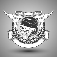 Biker skull emblem