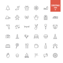 Christmas icons set.Vector illustration.