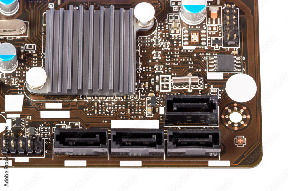 Poster electronic collection - digital components on computer mainboard