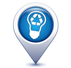 ampoule recyclable sur marqueur géolocalisation bleu