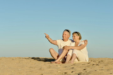 Fototapeta na wymiar Elderly couple on a beach