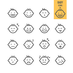 Baby icons set. Emotional baby. Vector illustration.