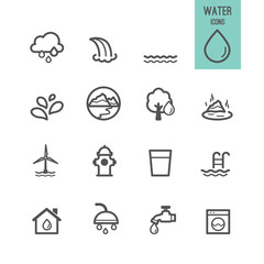 Set of water icons. Vector illustration.
