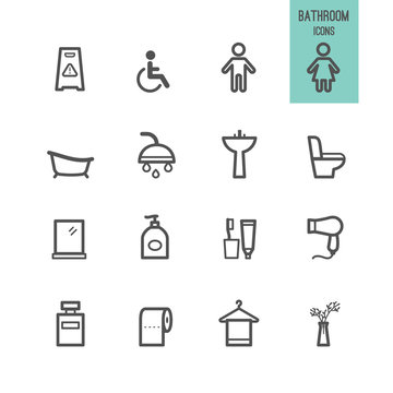 Bathroom icons set. Vector illustration.