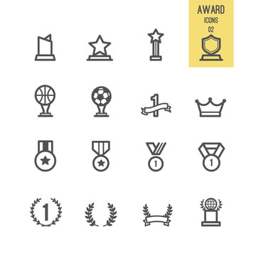 Set of award icons. Vector illustration.