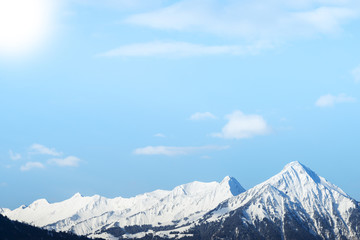 Fototapeta na wymiar Snow Capped Mountain in Switzerland
